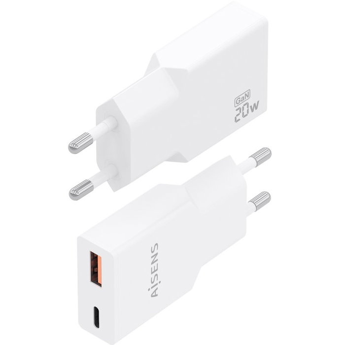 Aisens Cargador GaN 20W Ultra Delgado USB-C y USB-A Blanco A110-0998 Aisens Cargador GaN 20W Ultra Delgado USB-C y USB-A Blanco A110-0998